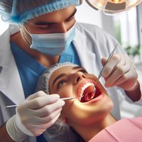 en tandhygienist som tar bort tandsten